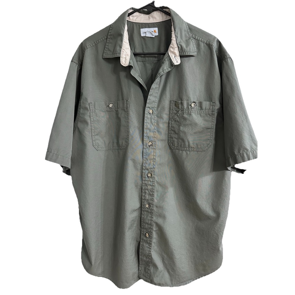 Carhartt Short Sleeve Shirt Mens XL Green Button Down Up.   ‎  *46